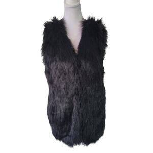 Sebby Collection‎ Size L Women's Fashion Black Vest Faux Fur Vintage Mature